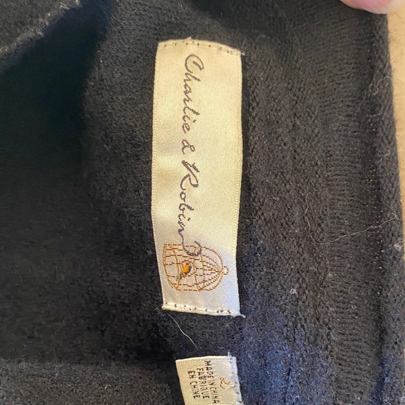 Anthropologie 100% Wool Black Ruffled Cardigan - Picture 4 of 5